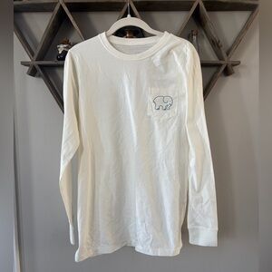 Women’s Ivory Ella long sleeve shirt teal/green/gold elephant logo. Size Small